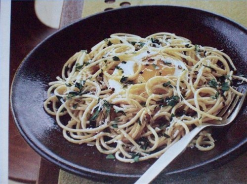 Comment faire spaghetti de parmesan et des oeufs au plat